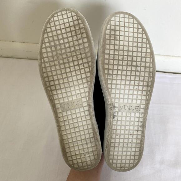 VINCE Verrell Slip-On Leather Sneaker in Black Size 8 - Picture 8 of 10